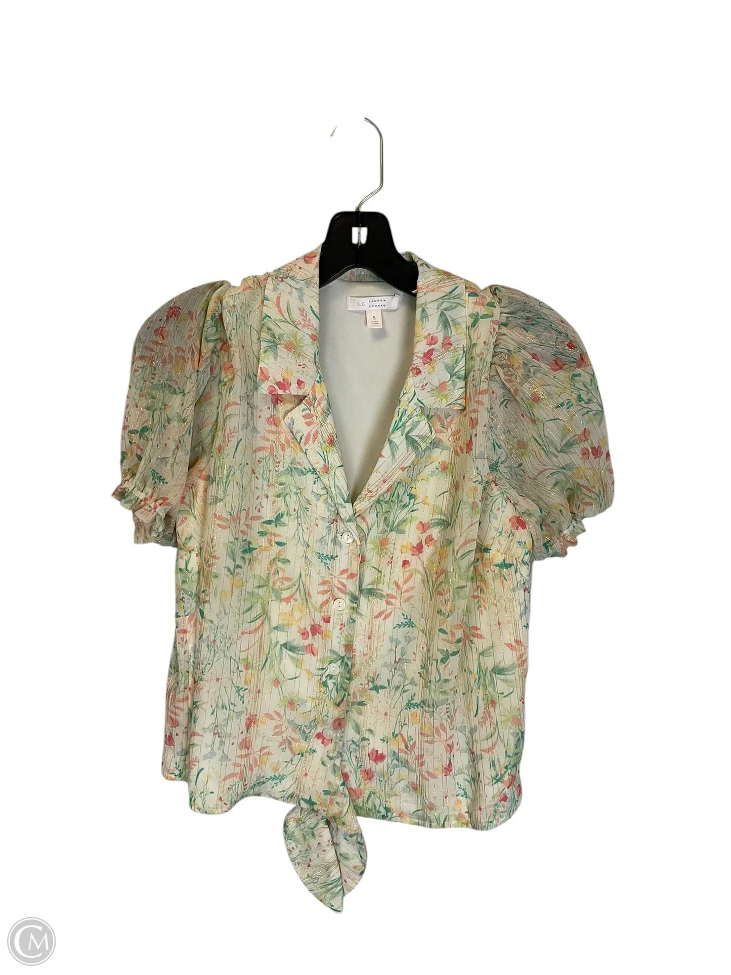 Top Short Sleeve By Lc Lauren Conrad In Cream, Size: S