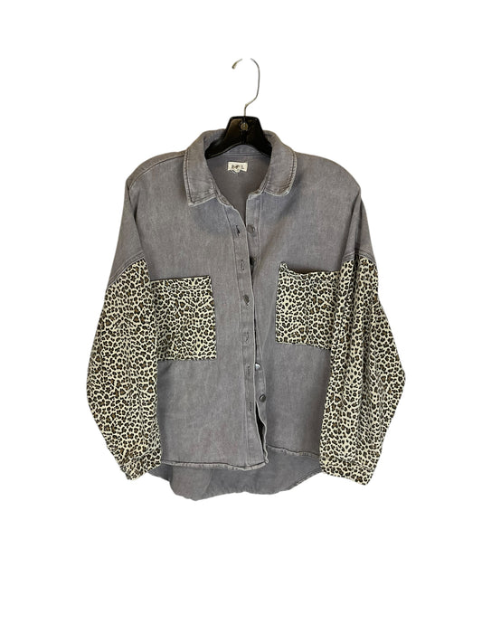 Jacket Shirt By Pol In Grey, Size: S