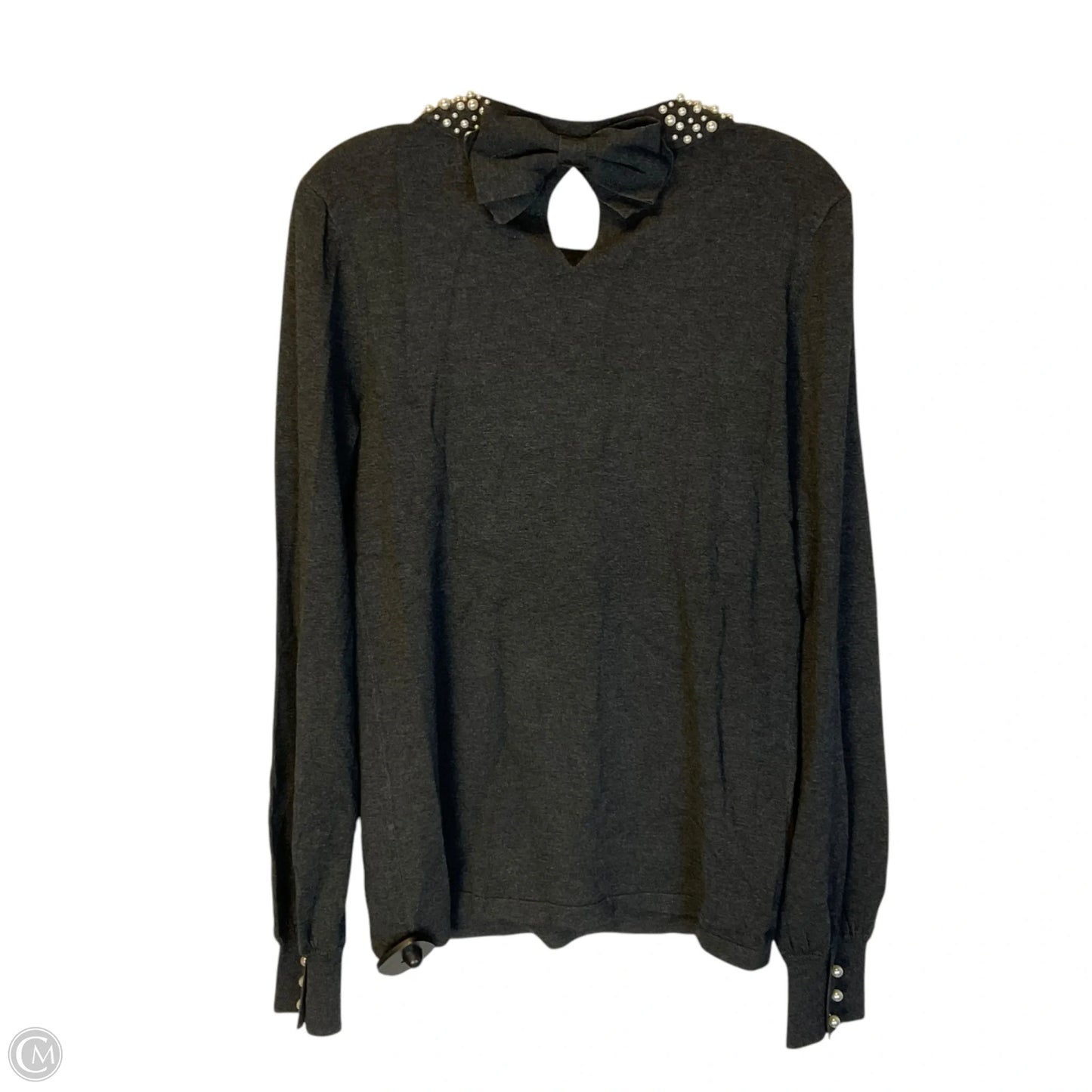 Top Long Sleeve Designer By Karl Lagerfeld In Grey, Size: S