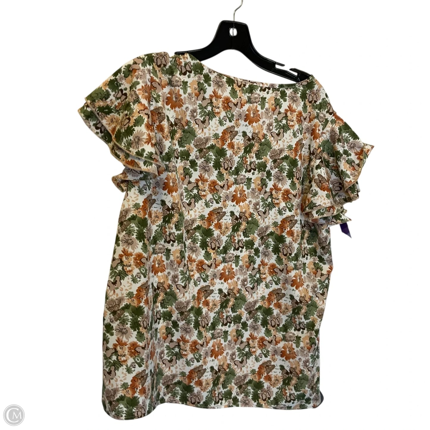 Top Short Sleeve By Clothes Mentor In Floral Print, Size: Xl