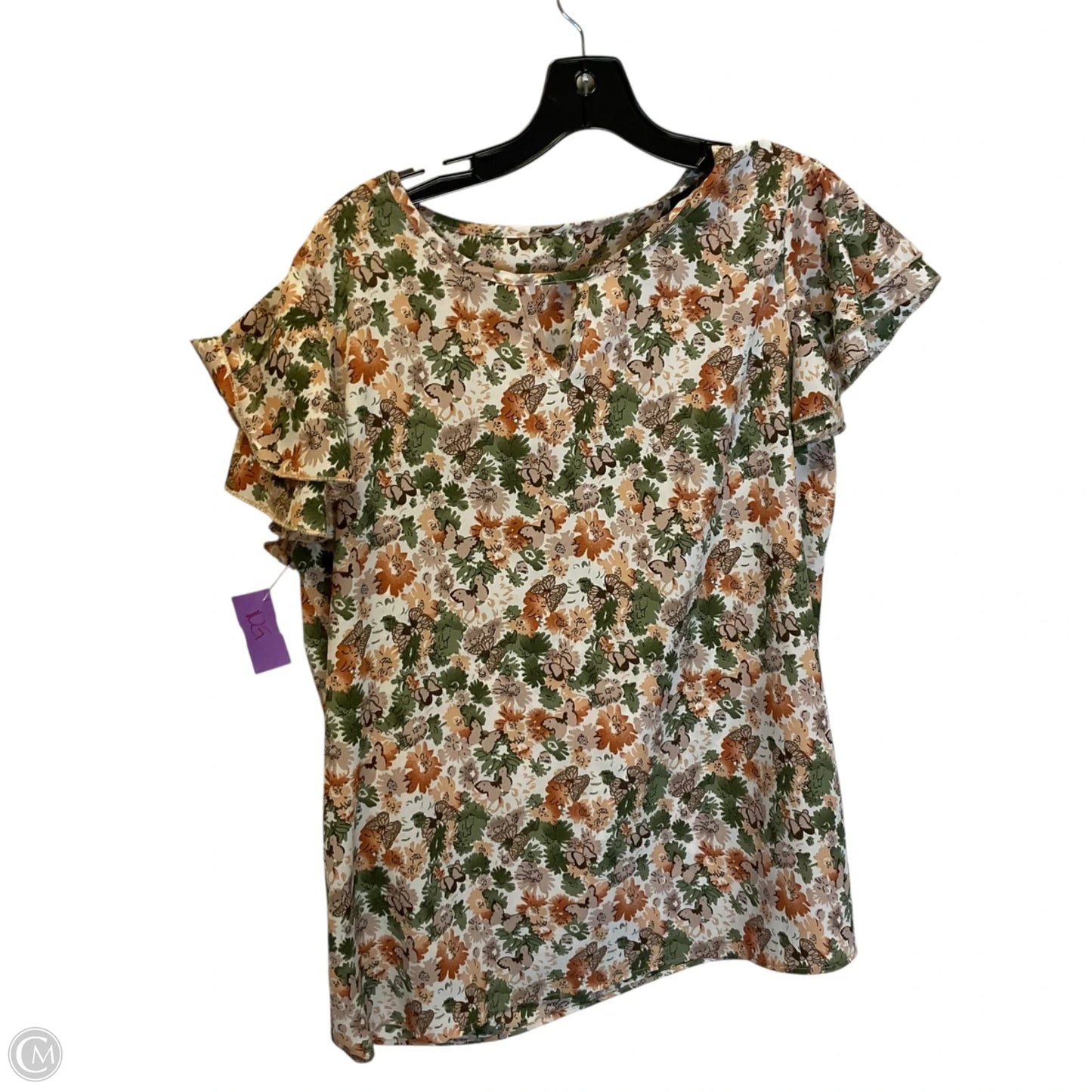 Top Short Sleeve By Clothes Mentor In Floral Print, Size: Xl