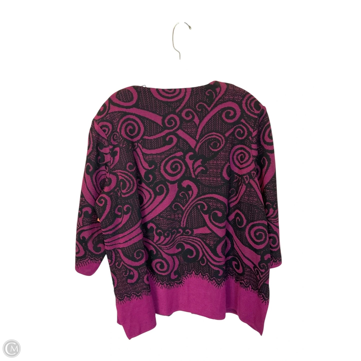 Cardigan By Ming Wang In Black & Purple, Size: 3x
