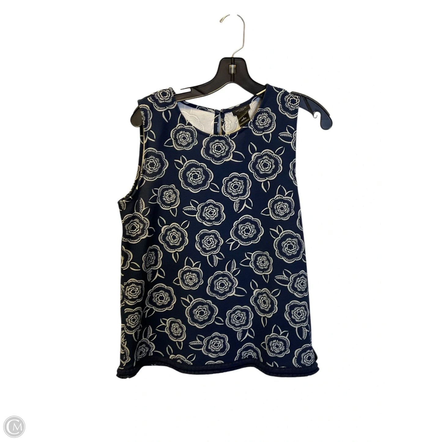 Top Sleeveless By Ann Taylor In Blue & White, Size: S