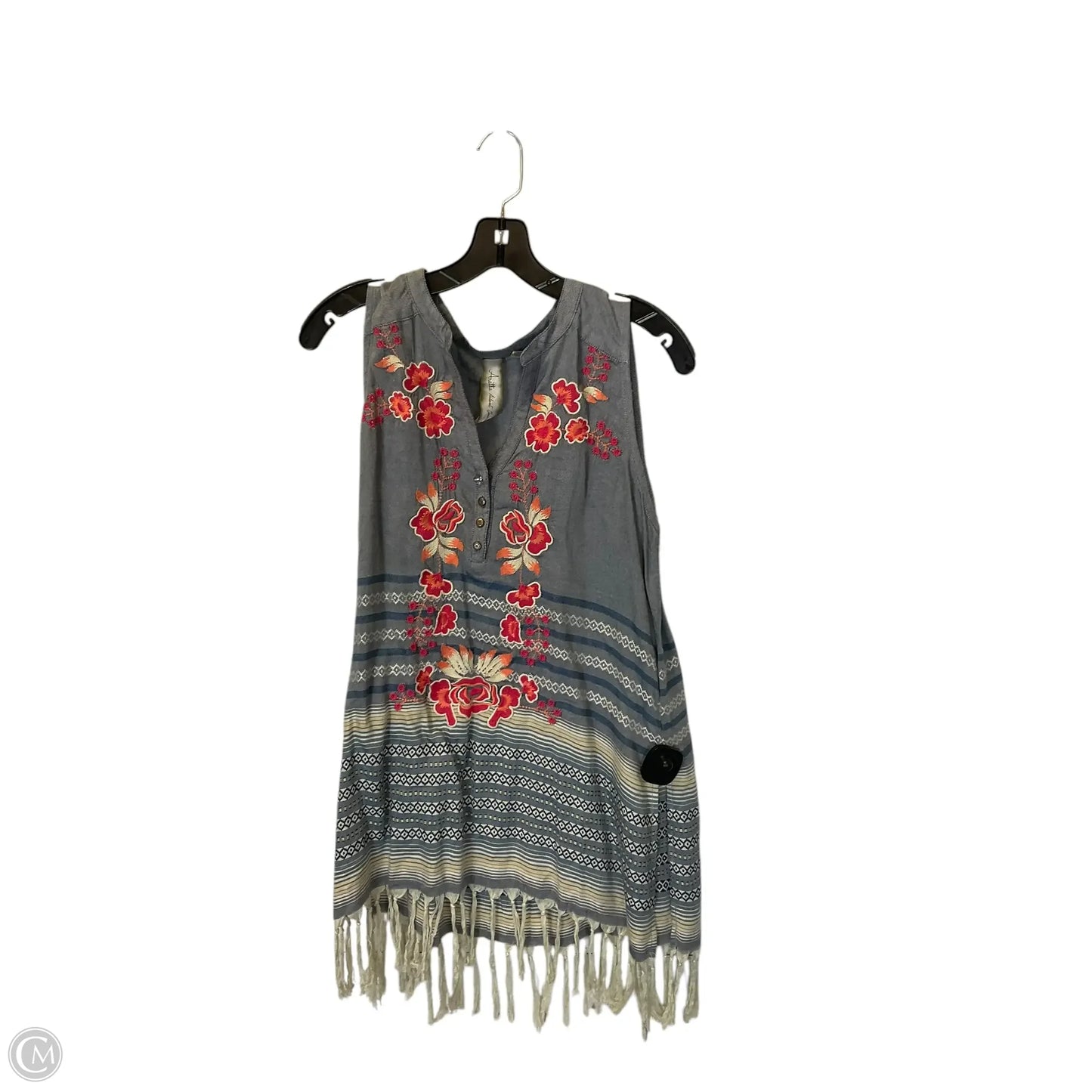 Top Sleeveless By Aratta Silent Journey In Blue & Pink, Size: S