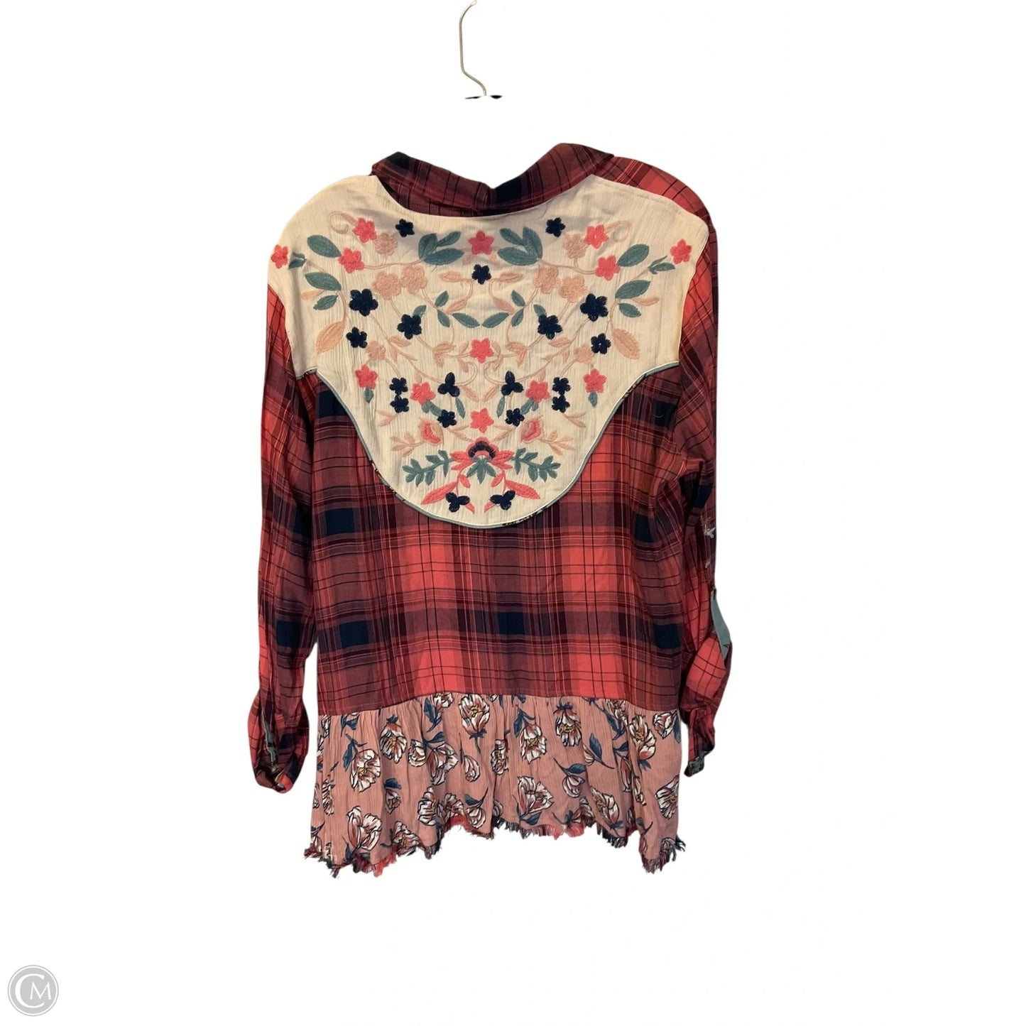 Top Long Sleeve By John Mark In Blue & Pink, Size: L