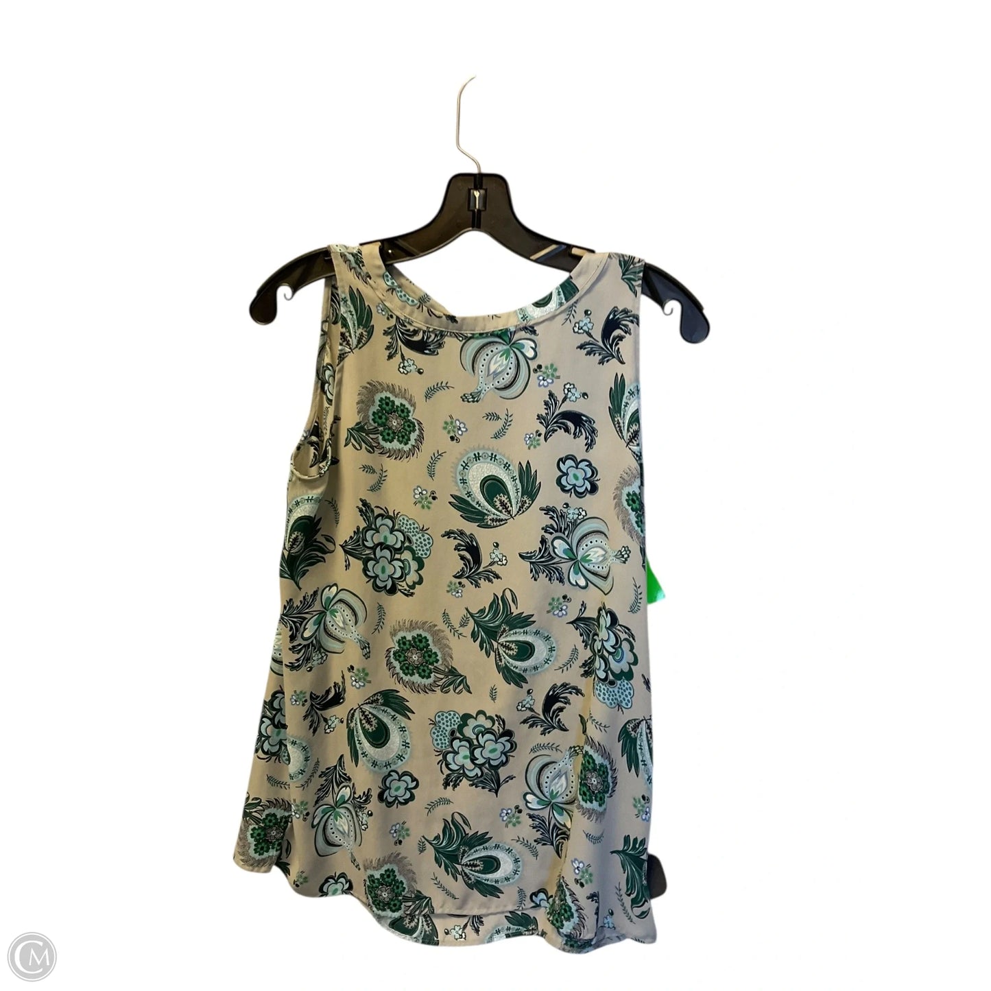 Top Sleeveless By Loft In Green & Grey, Size: S