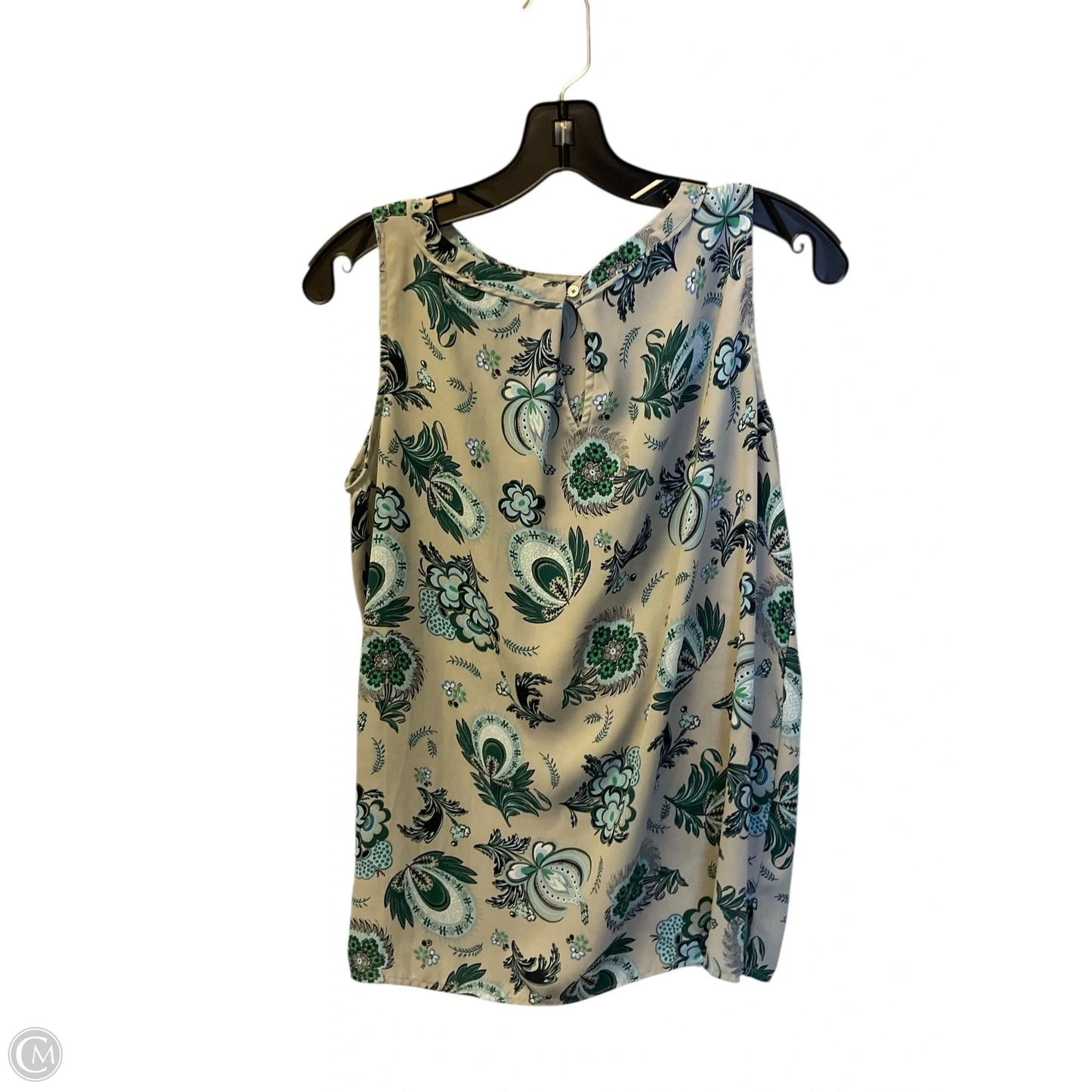 Top Sleeveless By Loft In Green & Grey, Size: S