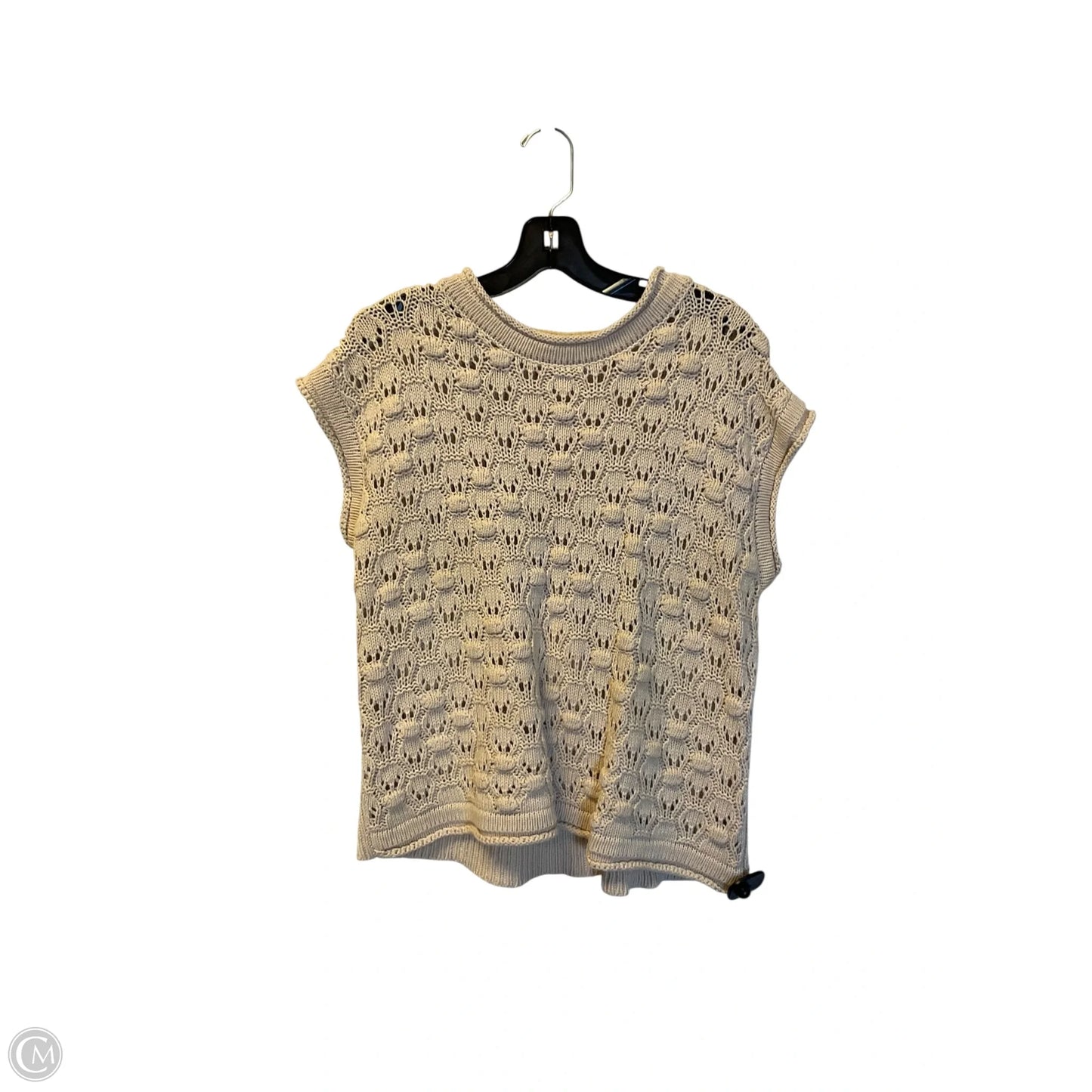 Top Short Sleeve By Vestique In Tan, Size: L