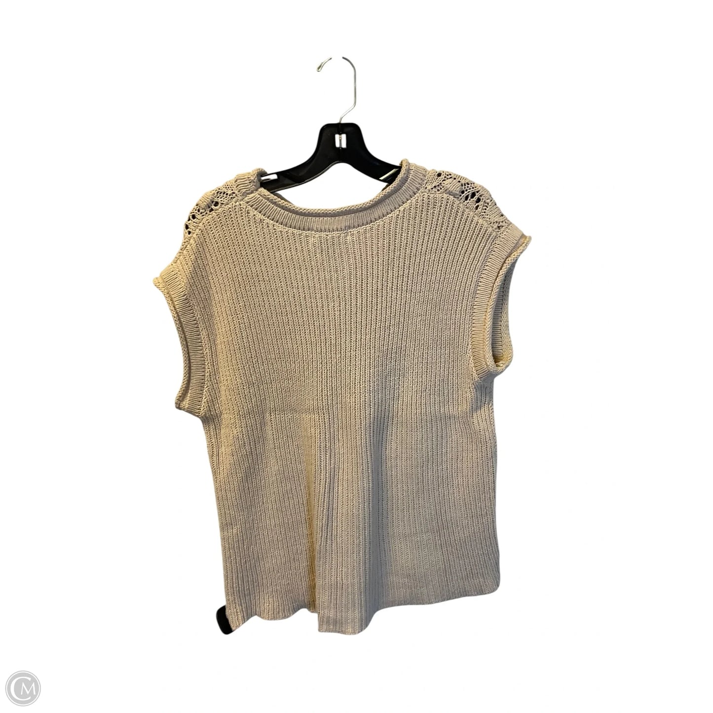 Top Short Sleeve By Vestique In Tan, Size: L
