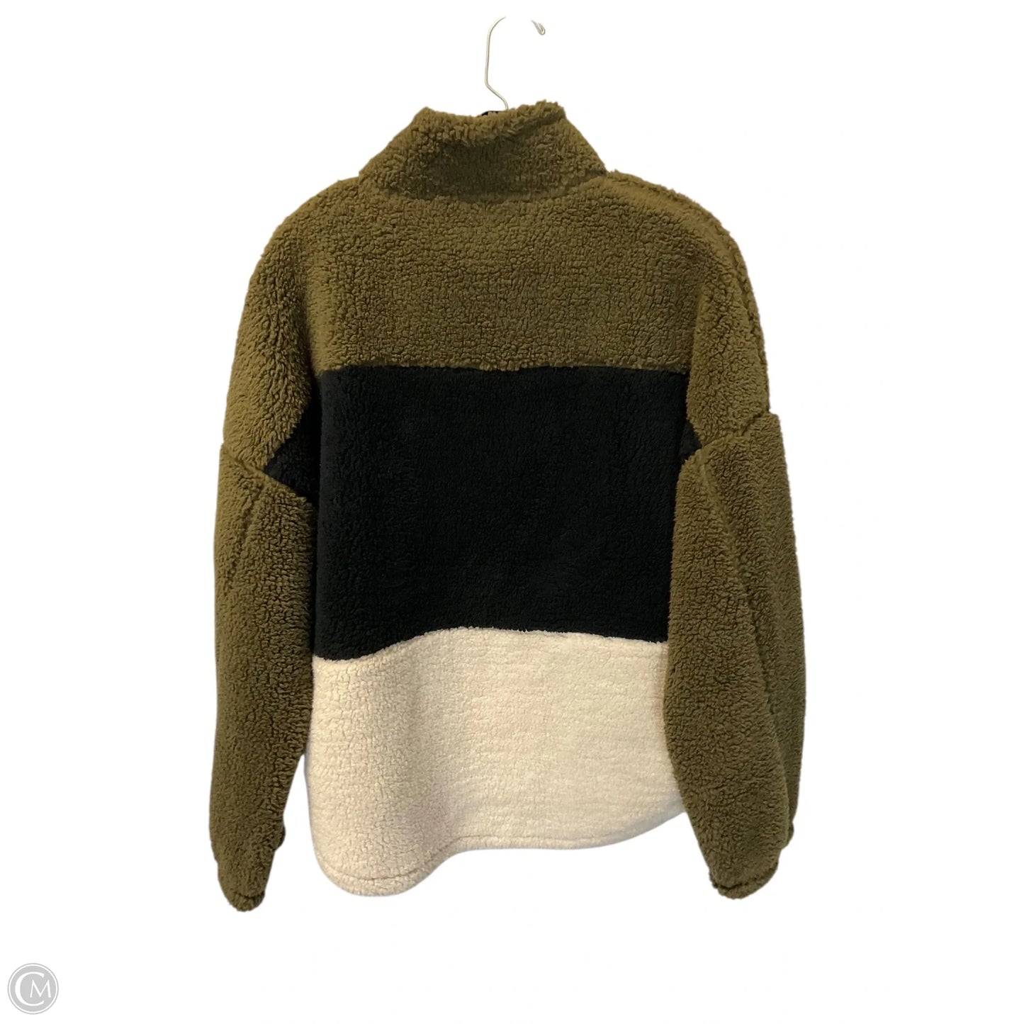 Jacket Fleece By Sage In Black & Green, Size: M