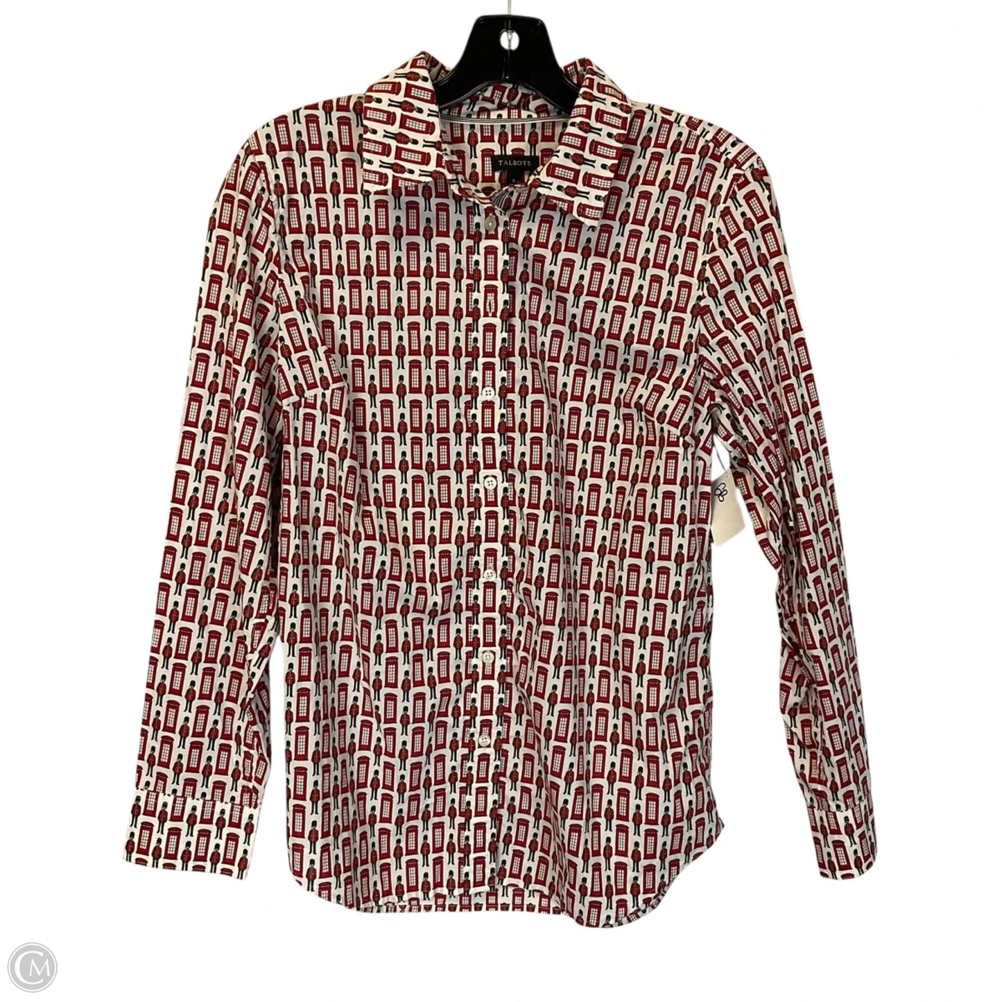 Top Long Sleeve Basic By Talbots In Red & White, Size: S