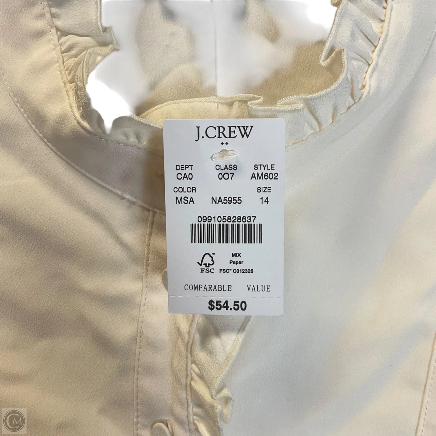Top Sleeveless By J. Crew In Cream, Size: Xl