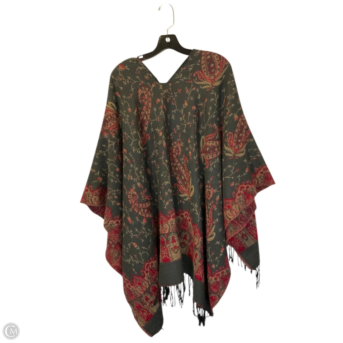 Shawl By Clothes Mentor In Grey & Red, Size: Osfm