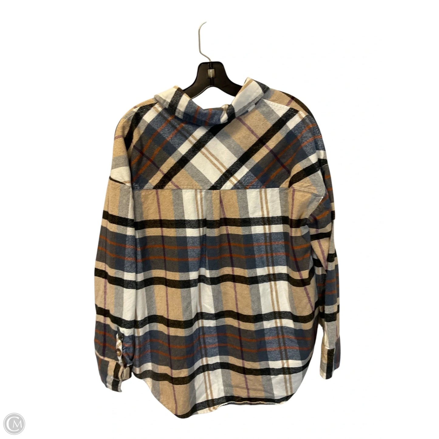 Jacket Shirt By Blu Pepper In Plaid Pattern, Size: L