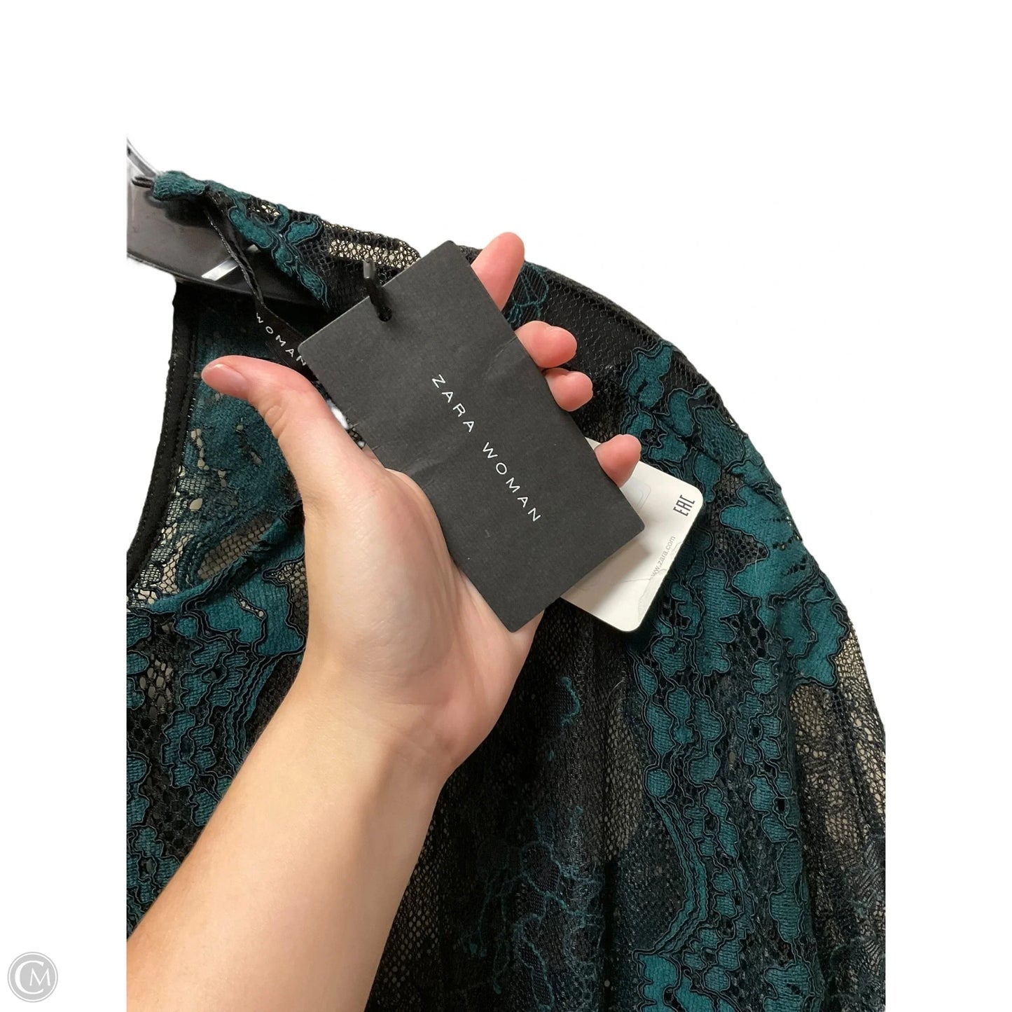 Top Long Sleeve By Zara In Black & Green, Size: M