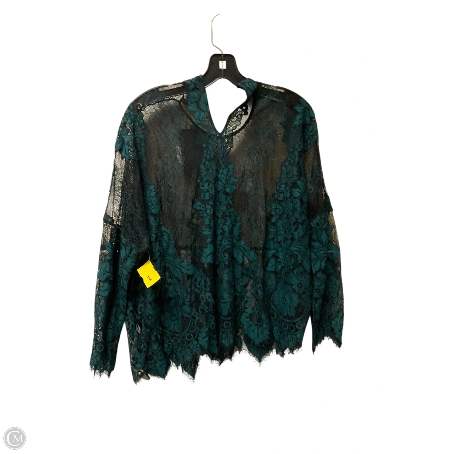 Top Long Sleeve By Zara In Black & Green, Size: M