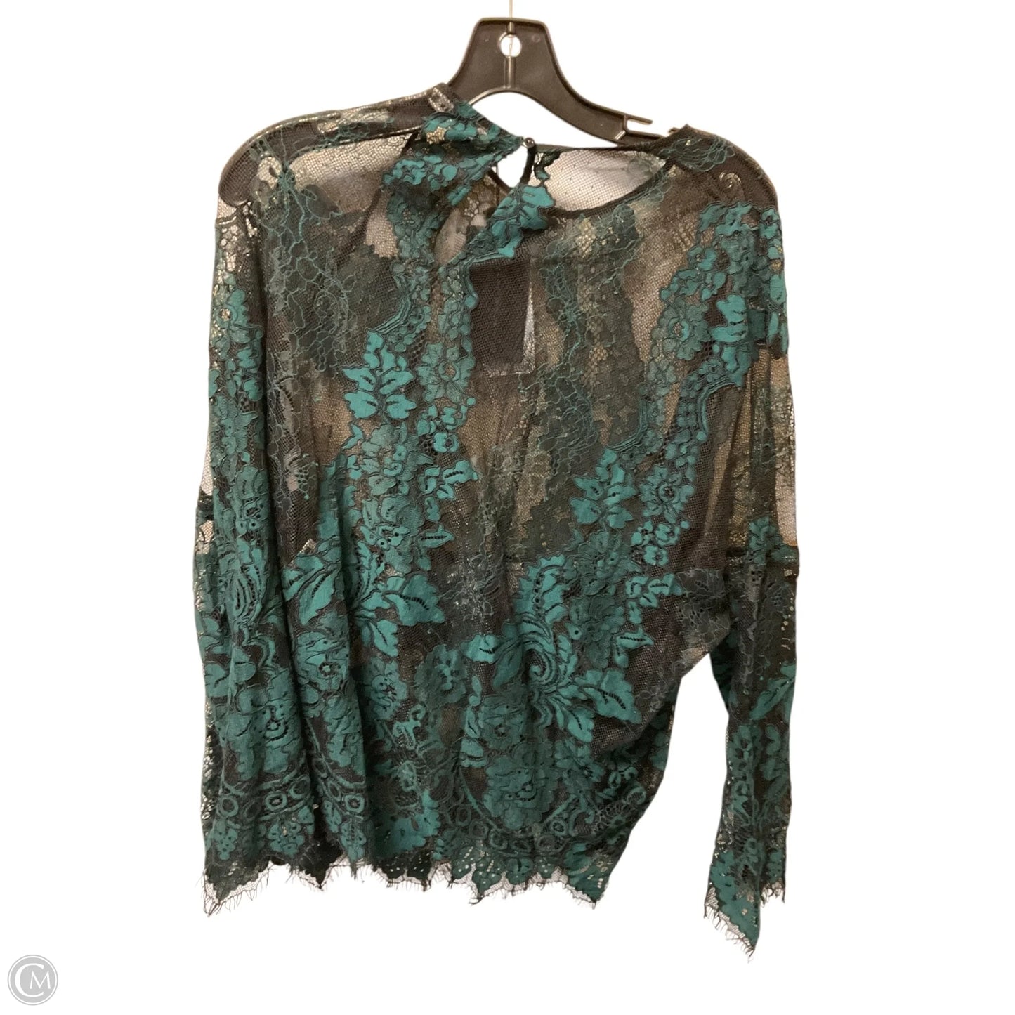 Top Long Sleeve By Zara In Black & Green, Size: L