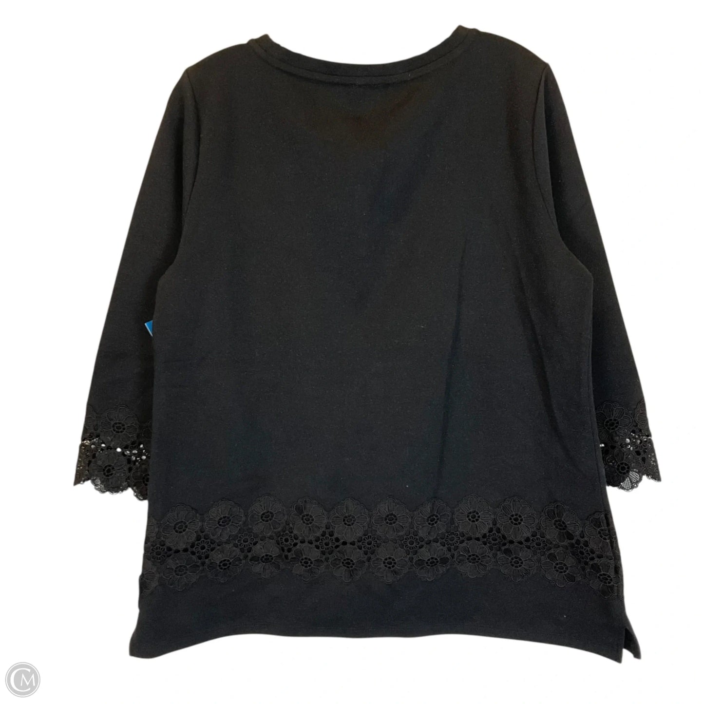 Top 3/4 Sleeve By Talbots In Black, Size: L