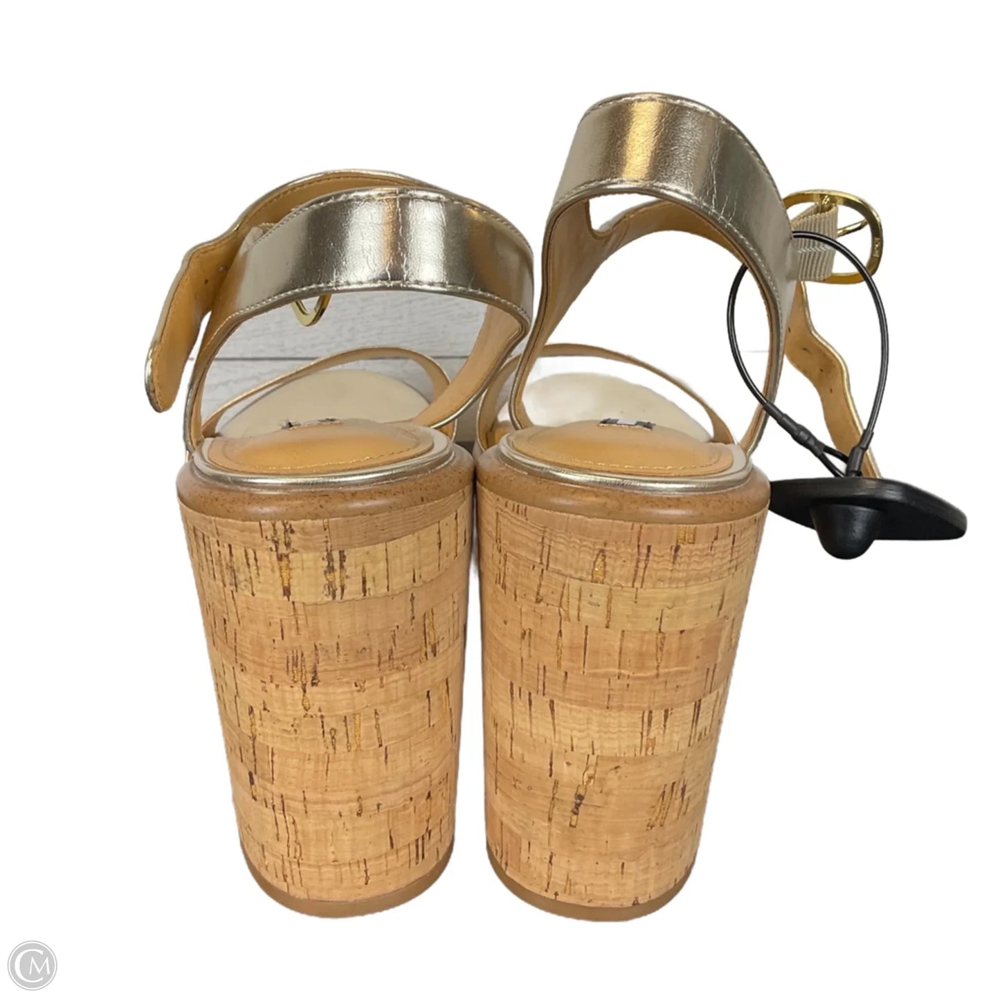 Sandals Heels Block By Nine West In Gold, Size: 9