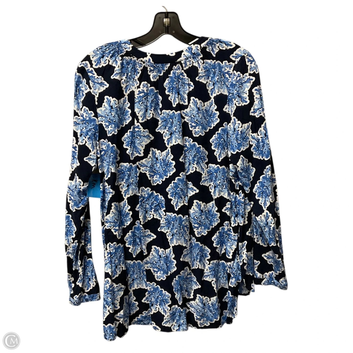 Top Long Sleeve By Crown And Ivy In Blue & White, Size: L