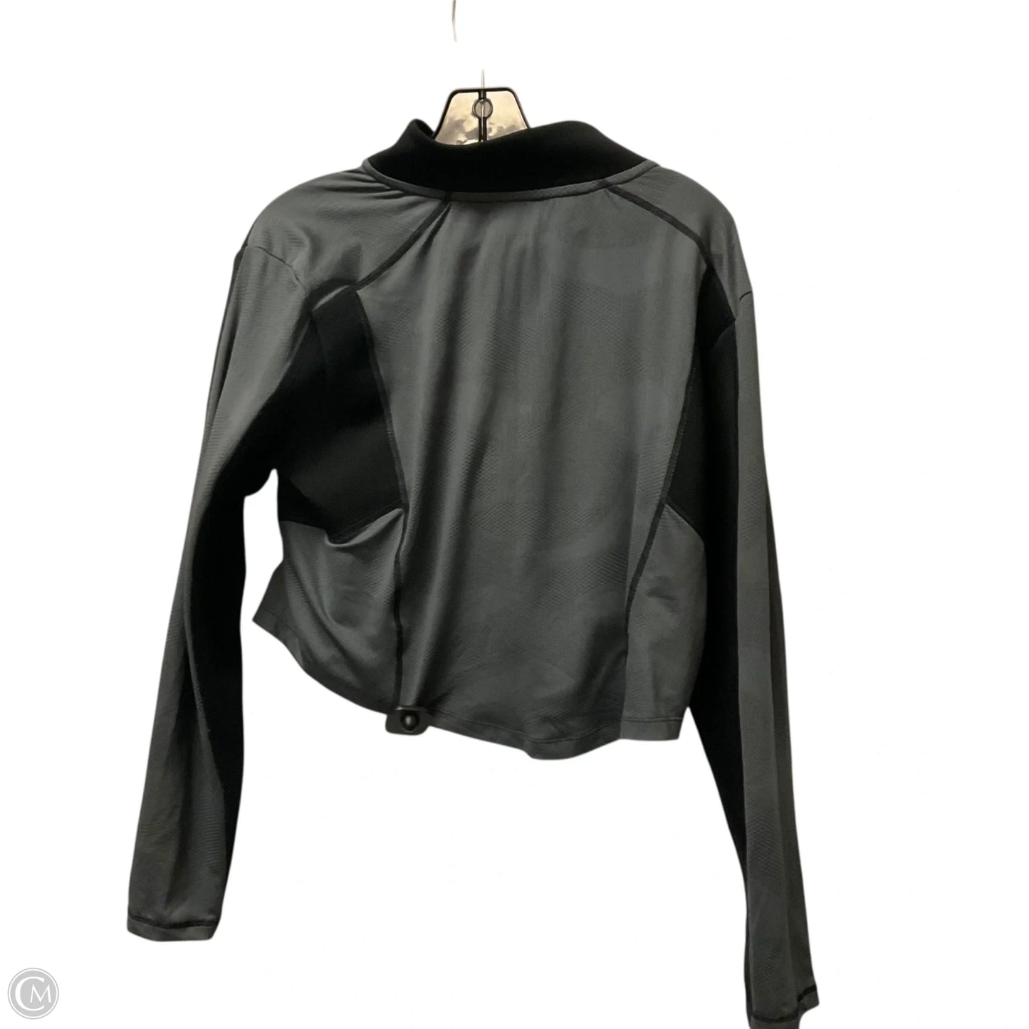 Athletic Top Long Sleeve Collar By Nike Apparel In Black & Grey, Size: L