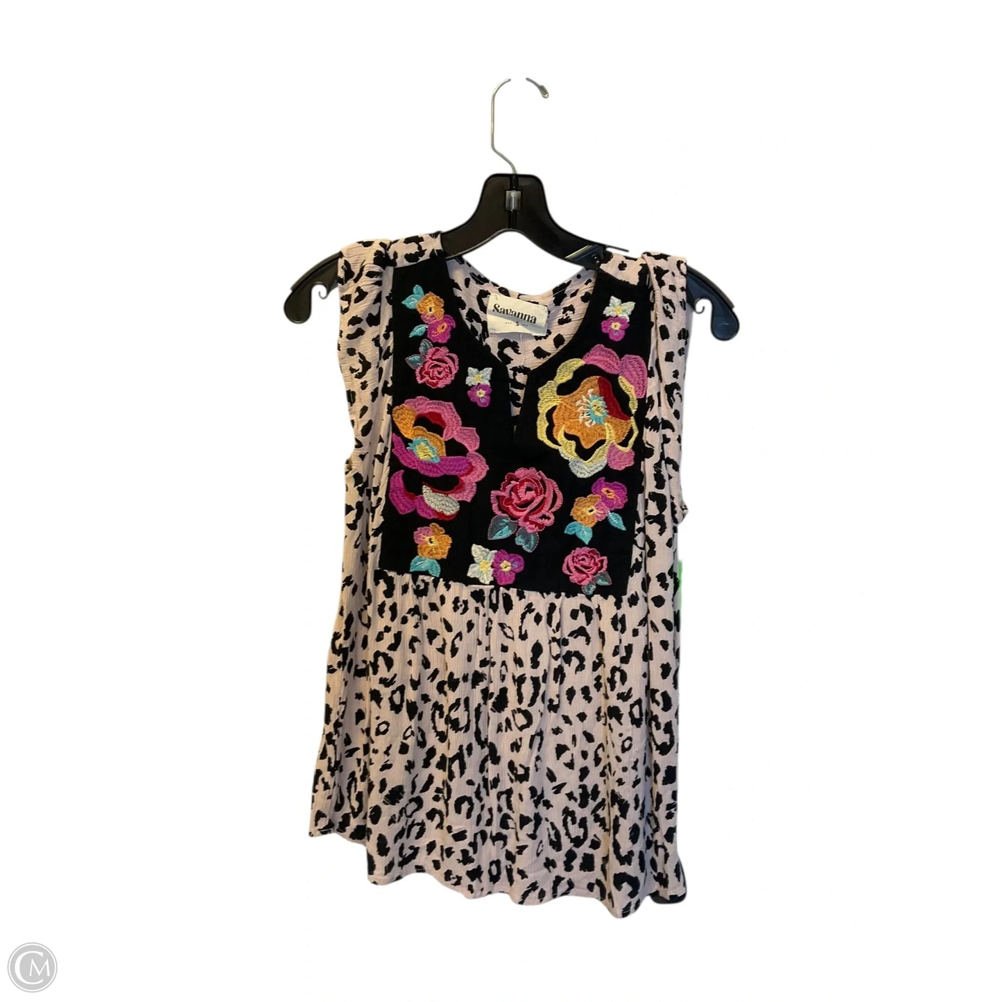 Top Sleeveless By Savanna Jane In Black & Pink, Size: S