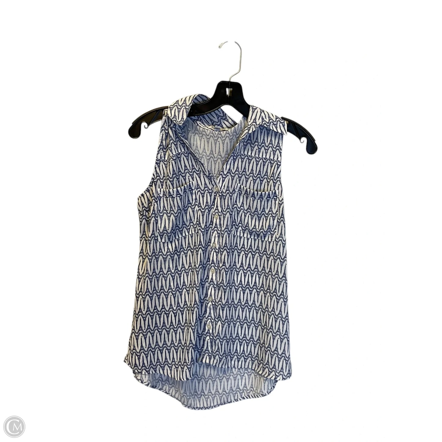 Top Sleeveless By Express In Blue & White, Size: S