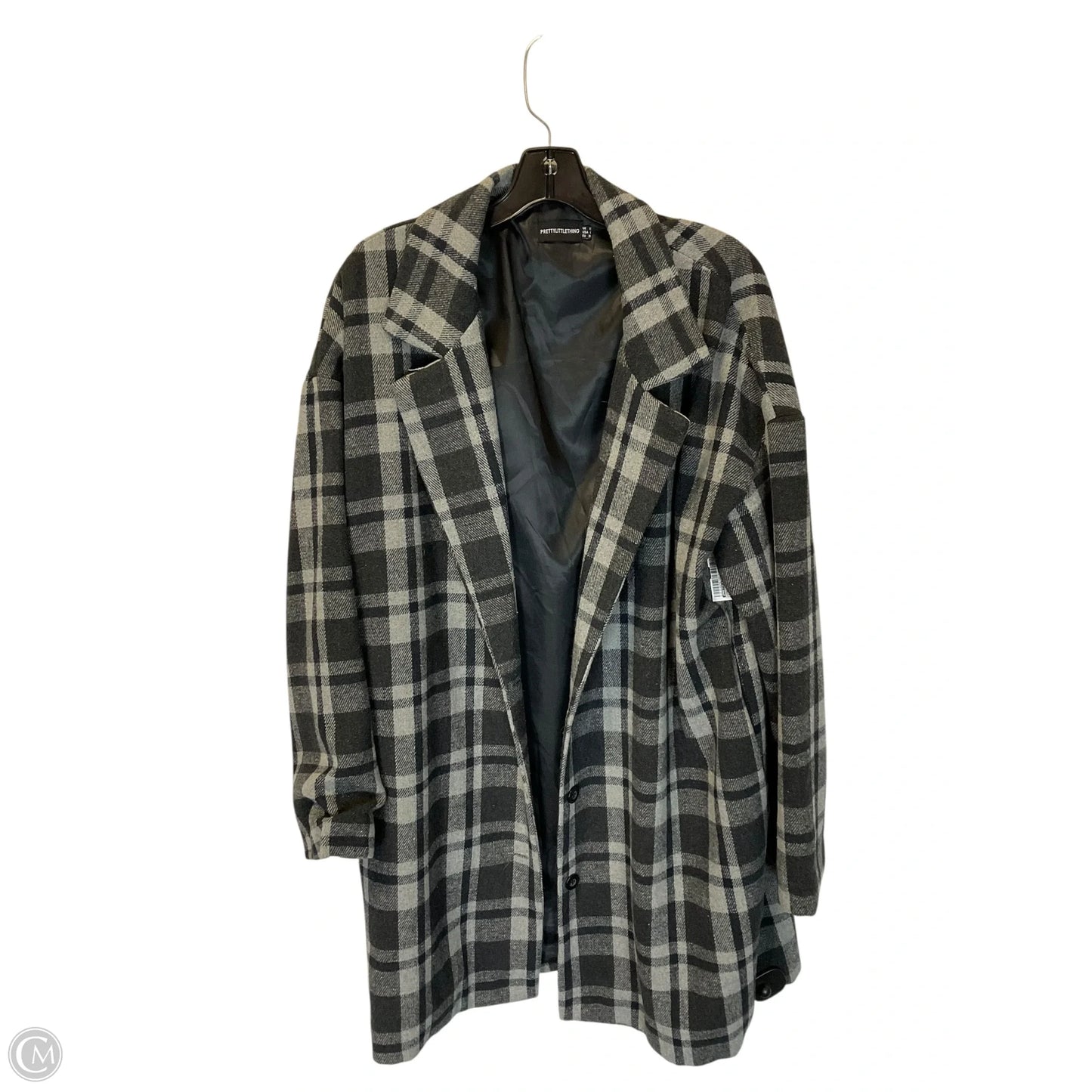 Coat Peacoat By Pretty Little Thing In Plaid Pattern, Size: S