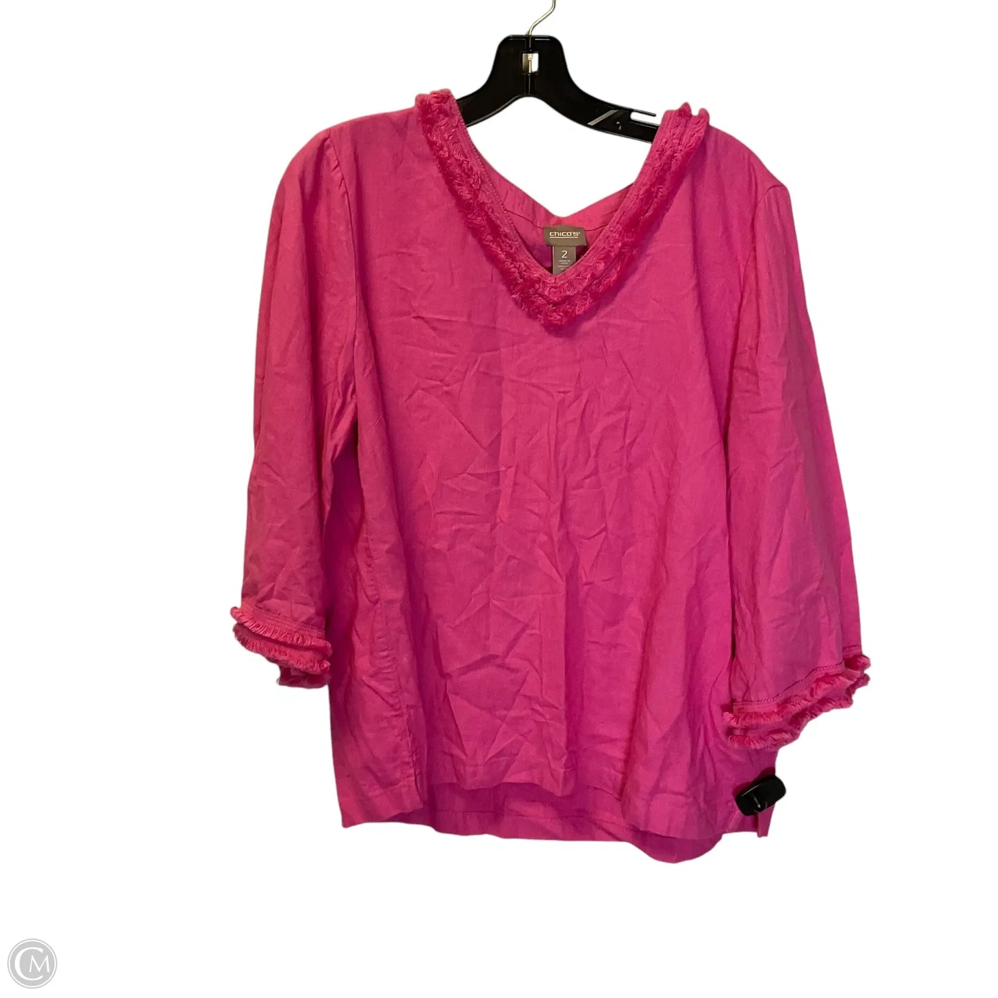 Top Short Sleeve By Chicos In Pink, Size: M
