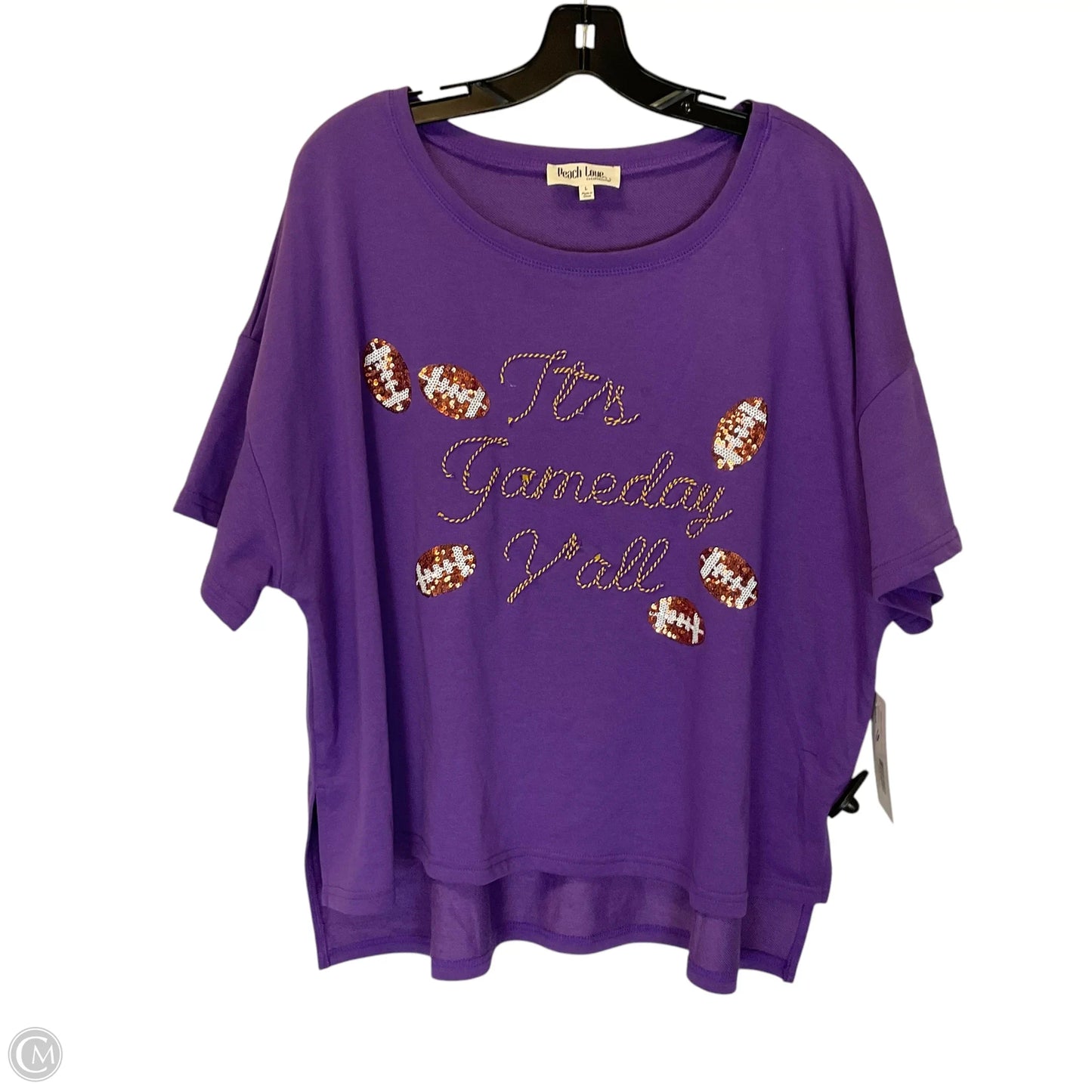 Top Short Sleeve By Peach Love Cream California In Purple, Size: L