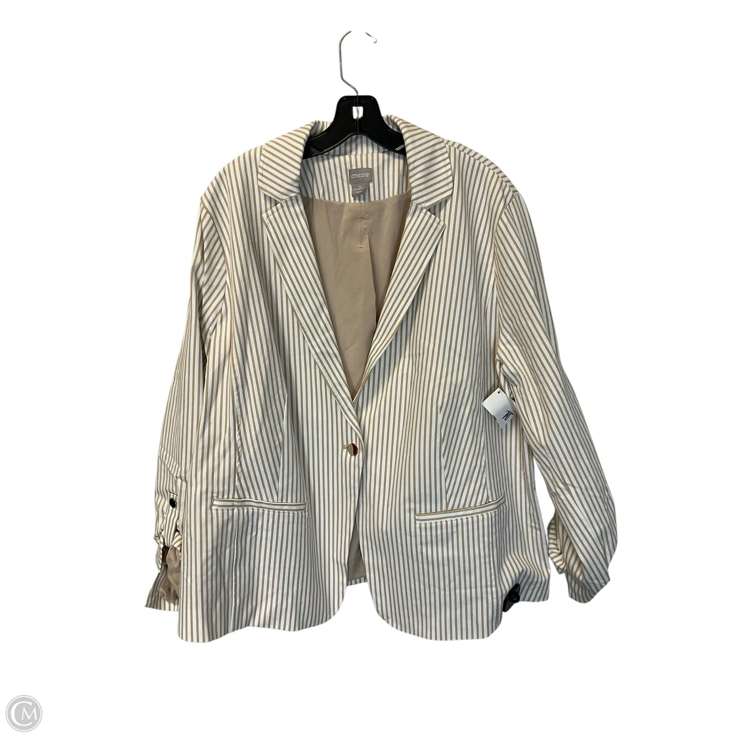 Blazer By Chicos In Striped Pattern, Size: Xl