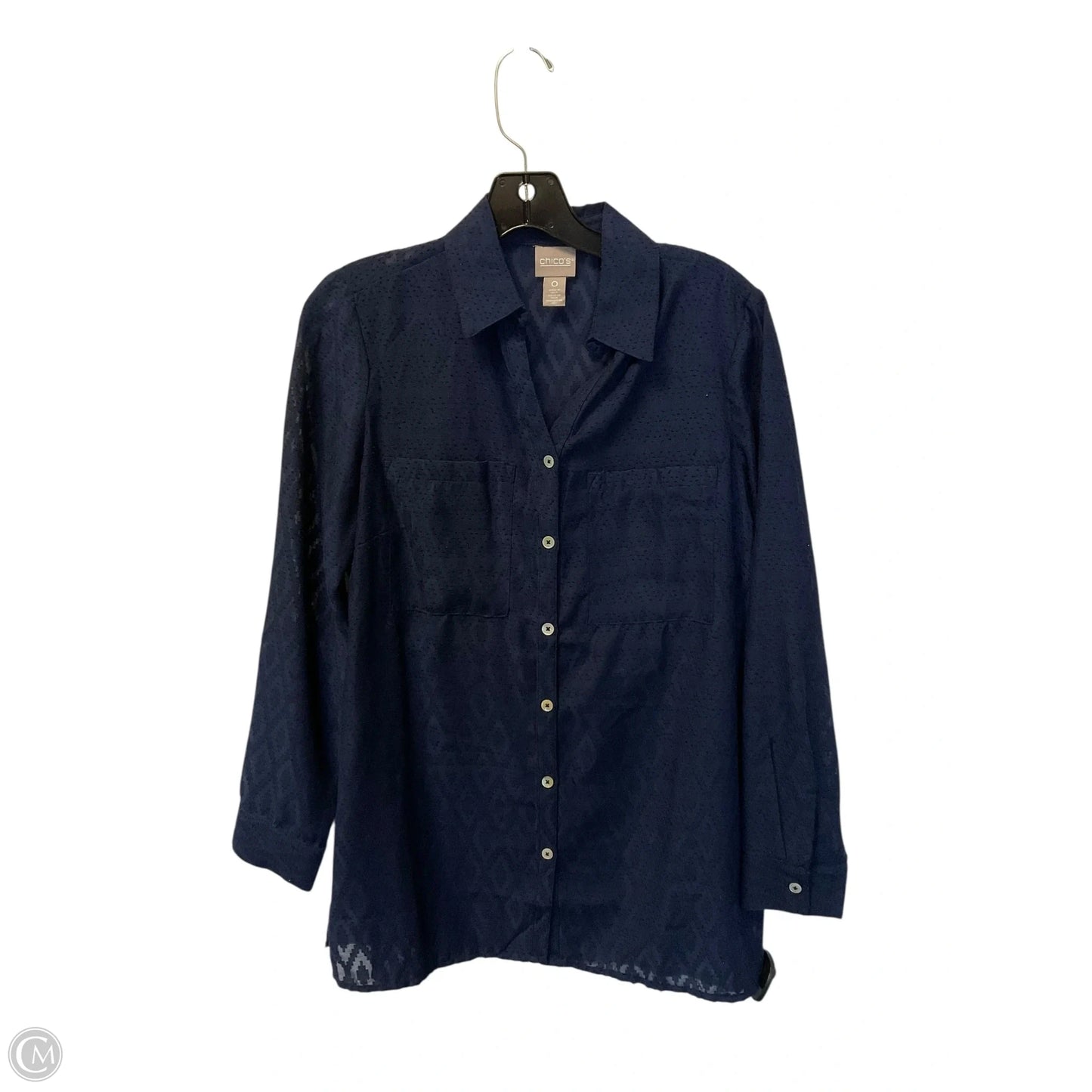 Top Long Sleeve Basic By Chicos In Blue, Size: Xs