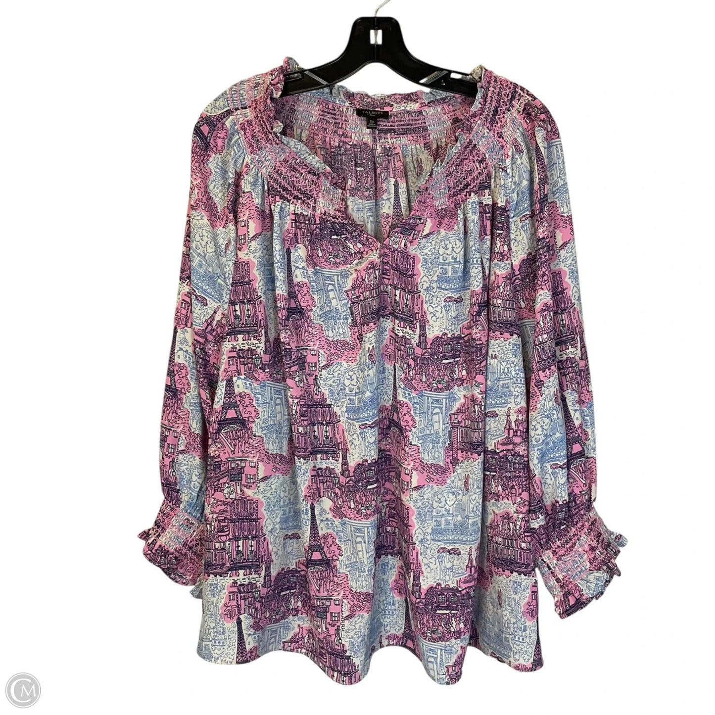 Top Long Sleeve By Talbots In Blue & Pink, Size: 3x