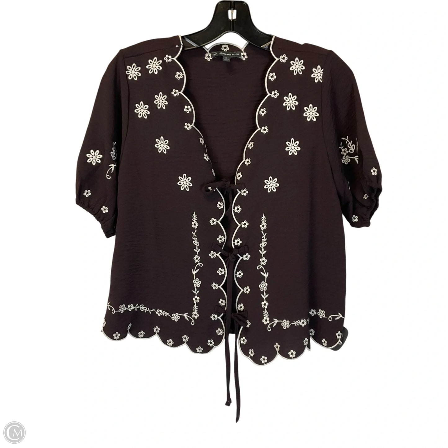 Top Short Sleeve By Adrianna Papell In Brown, Size: Xs