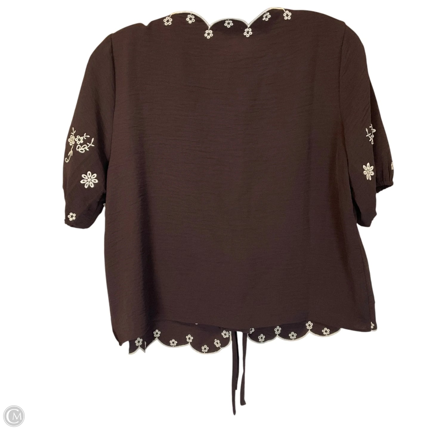 Top Short Sleeve By Adrianna Papell In Brown, Size: Xs
