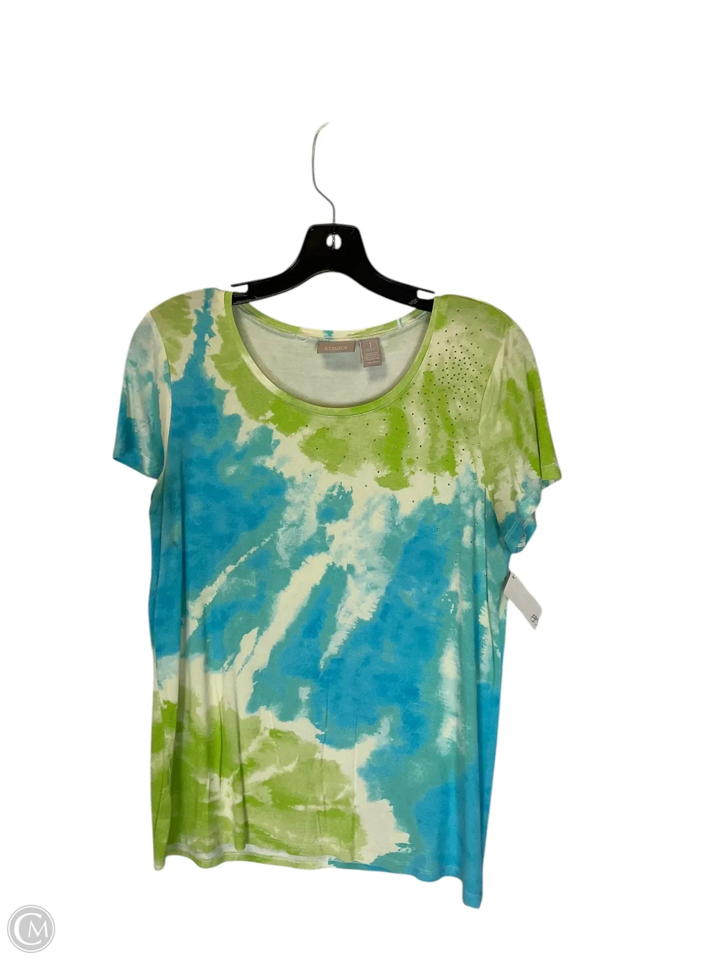Top Short Sleeve By Chicos In Blue & Green, Size: S