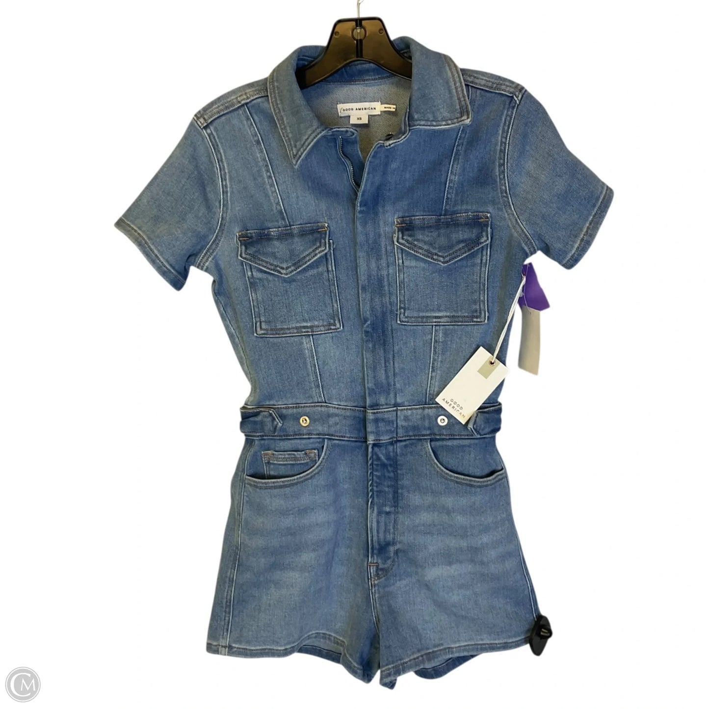 Romper By Good American In Blue Denim, Size: Xs