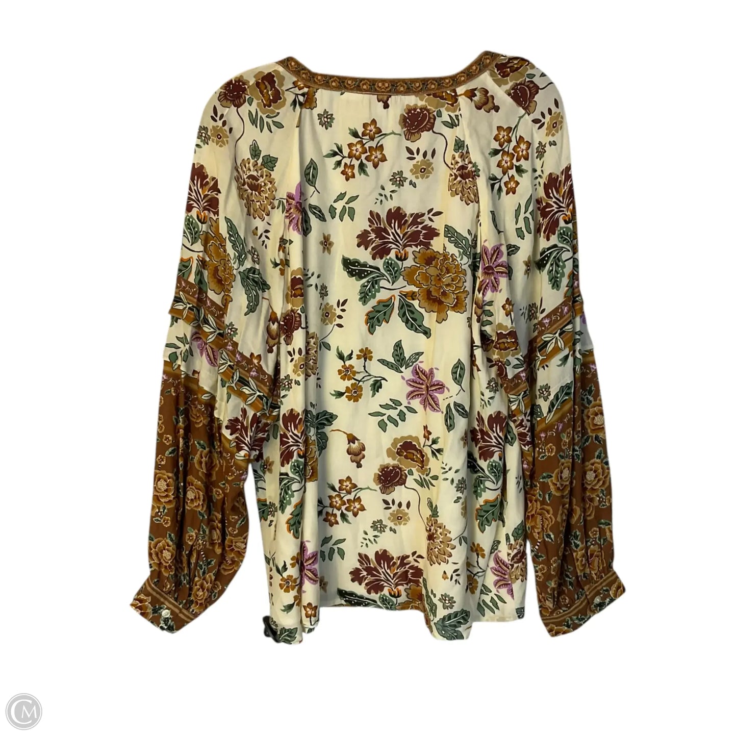 Top Long Sleeve By Tolani In Tan, Size: L