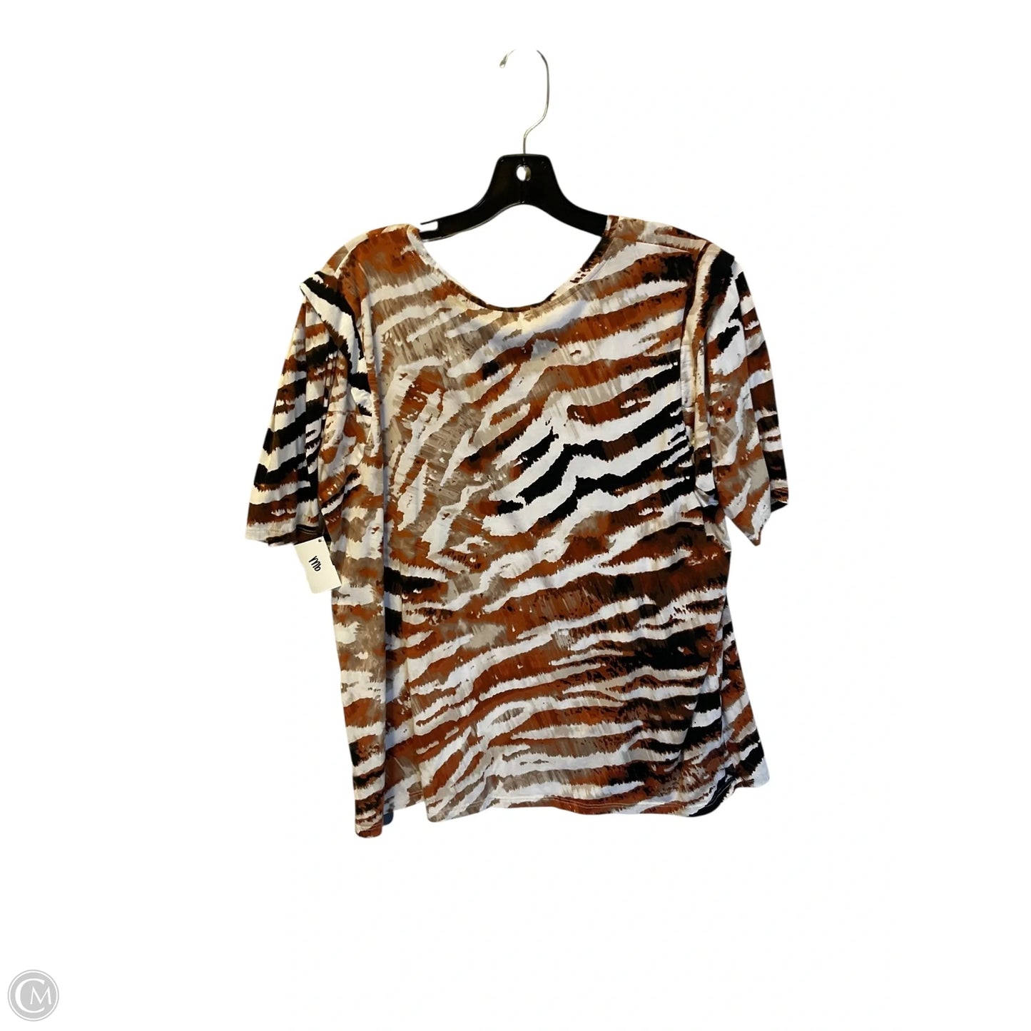 Top Short Sleeve By Calvin Klein In Brown & Orange
