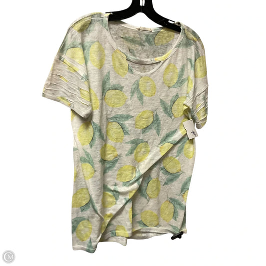 Top Short Sleeve Basic By Promesa In White & Yellow