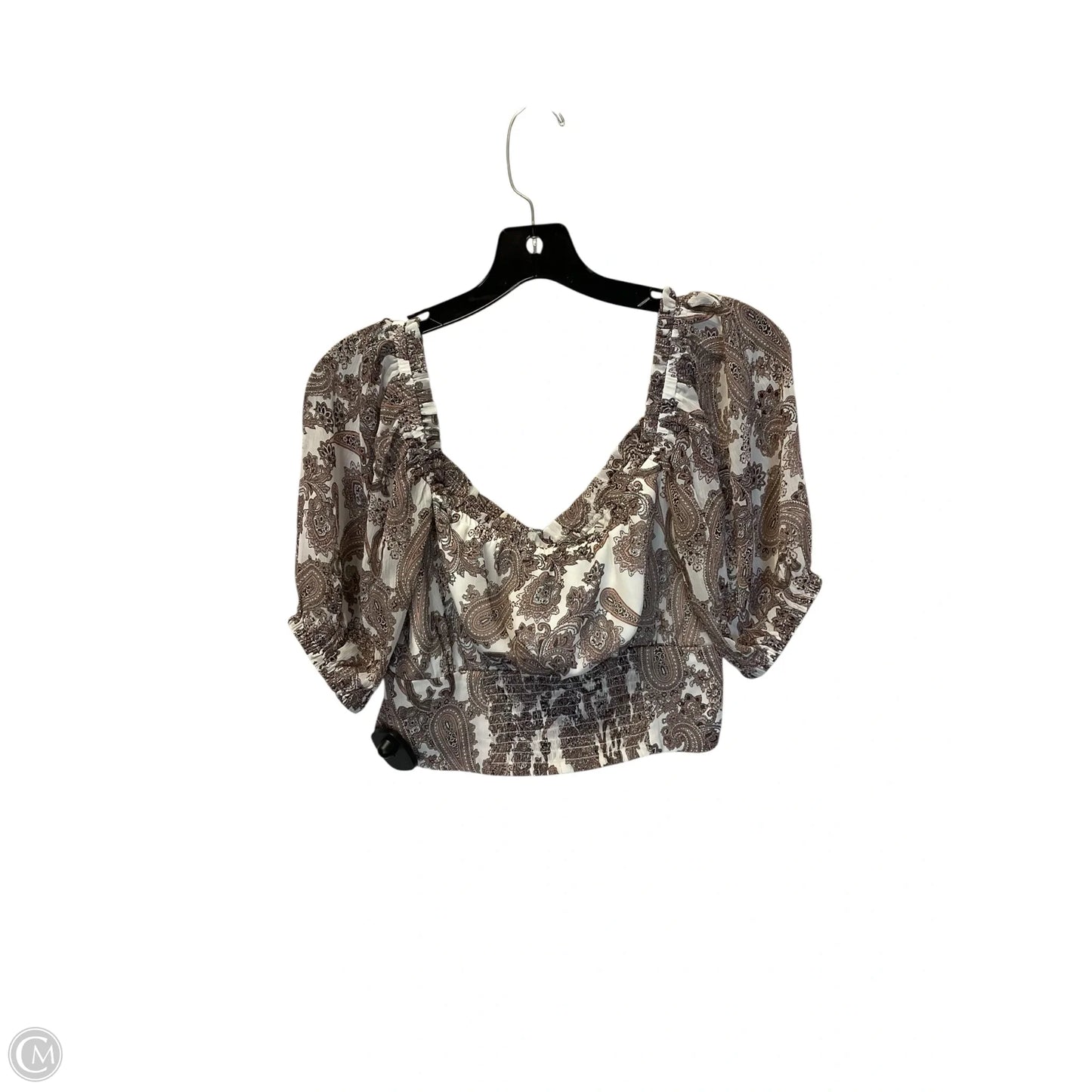 Top Short Sleeve By Express In Tan, Size: S