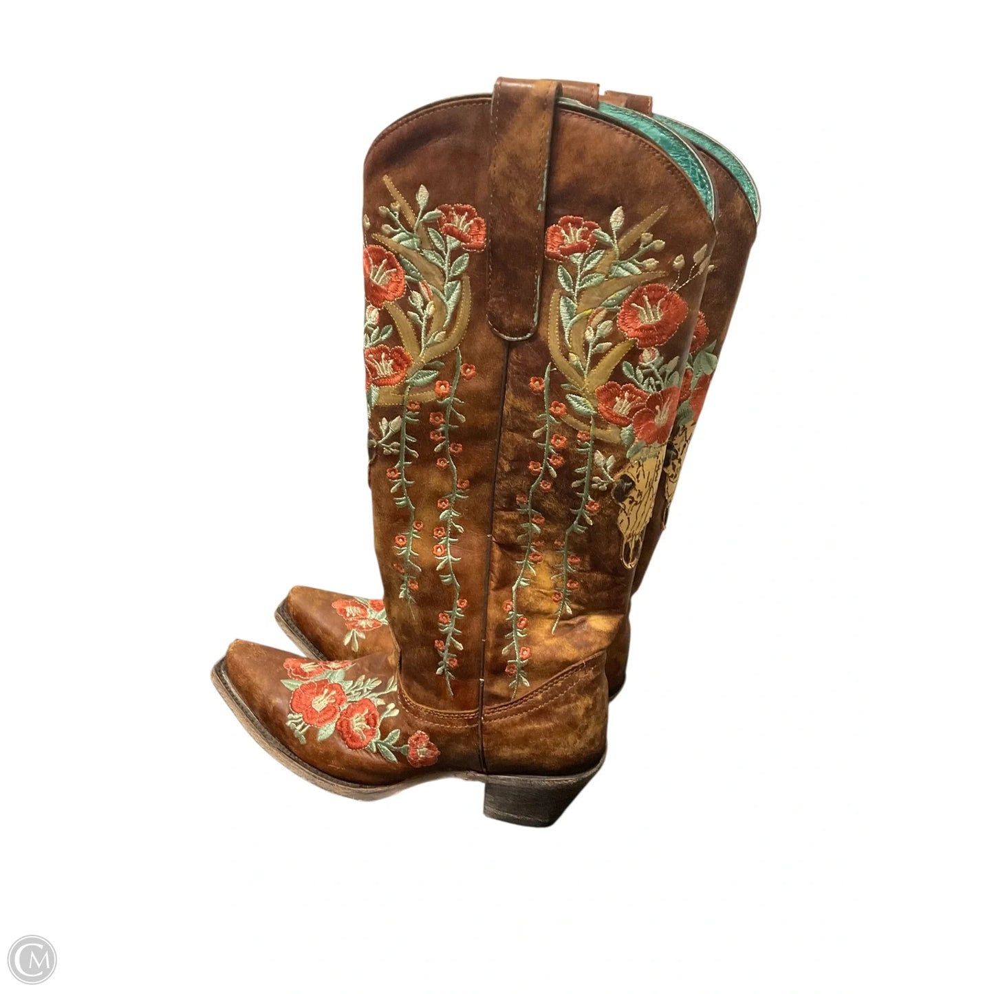 Boots Knee Heels By Corral In Tan, Size: 8.5