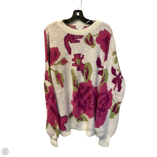 Sweater By Chicsoul In Pink & White, Size: 3x