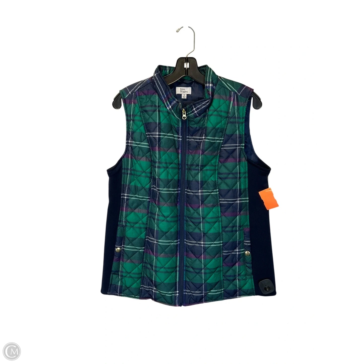 Vest Puffer & Quilted By Kim Rogers In Green, Size: M