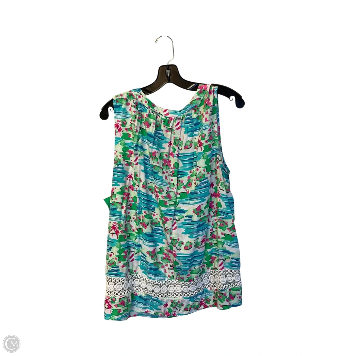 Top Sleeveless By Crown And Ivy In Blue & Green, Size: 1x