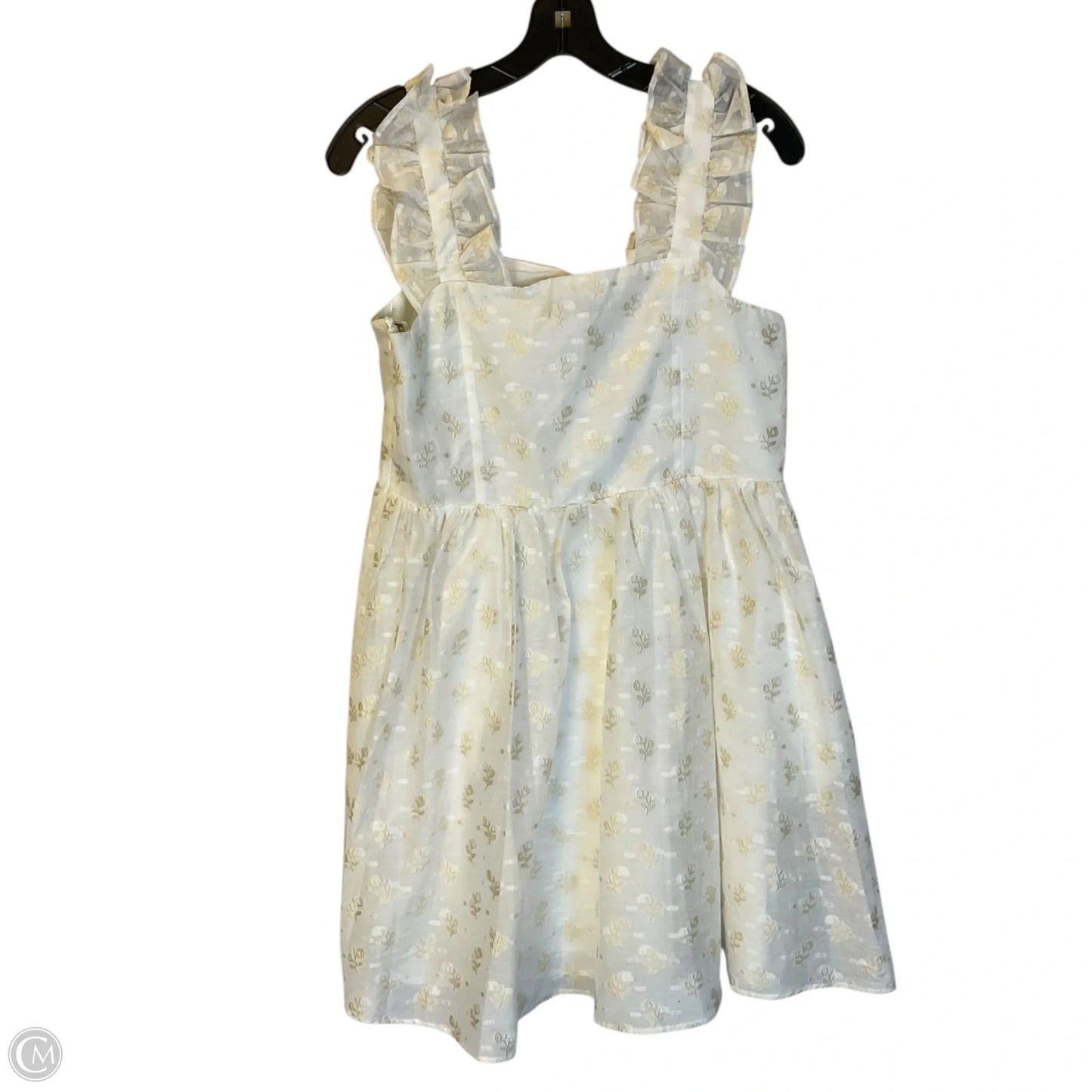 Dress Party Short By English Factory In White & Yellow, Size: M