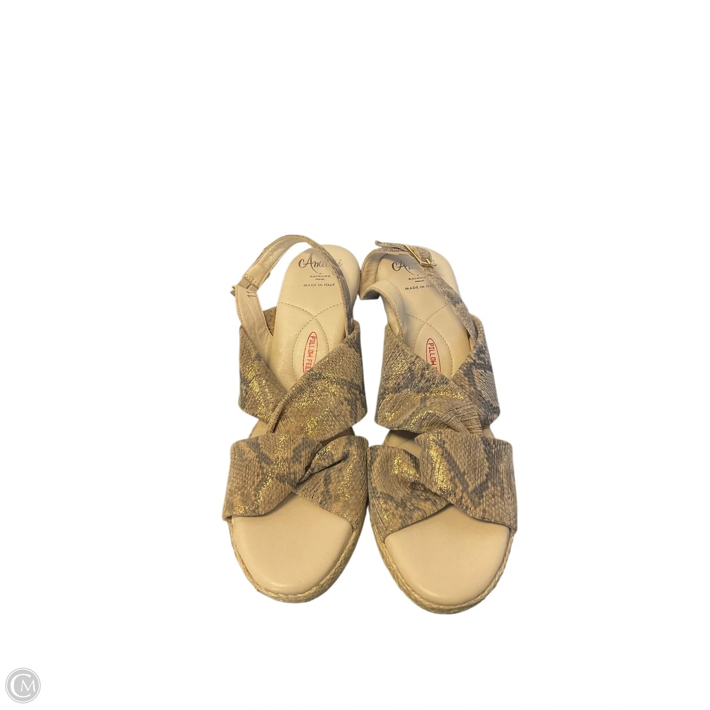 Sandals Heels Wedge By Amalfi In Gold & Tan, Size: 11