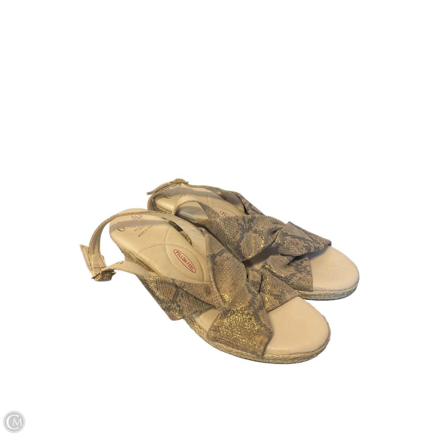 Sandals Heels Wedge By Amalfi In Gold & Tan, Size: 11