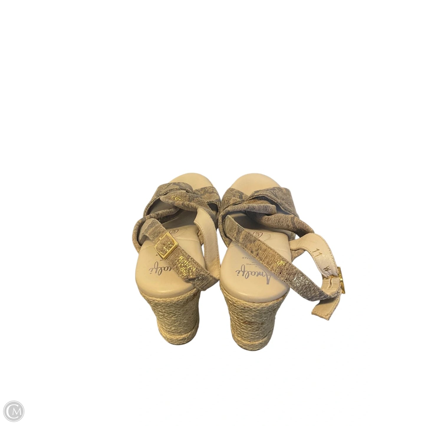 Sandals Heels Wedge By Amalfi In Gold & Tan, Size: 11