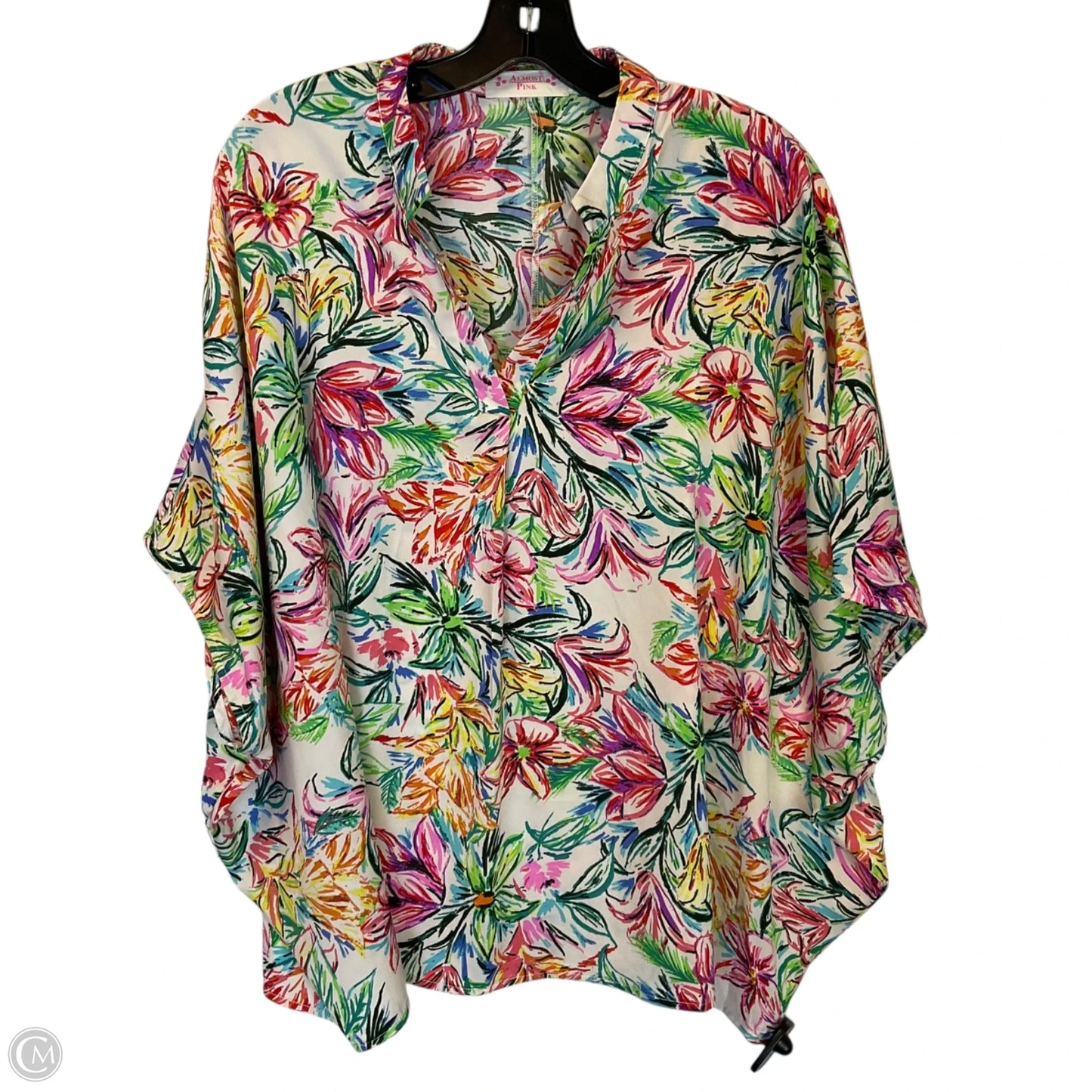 Top Short Sleeve By Almost Pink In Multi-colored, Size: L
